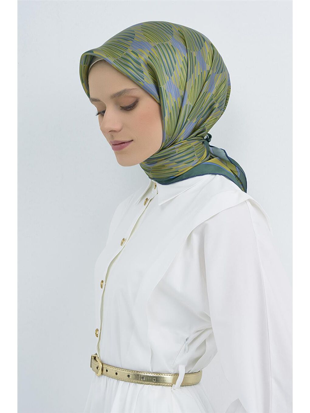 Yeşil Saf İpek Twill Eşarp 9533D 51-1