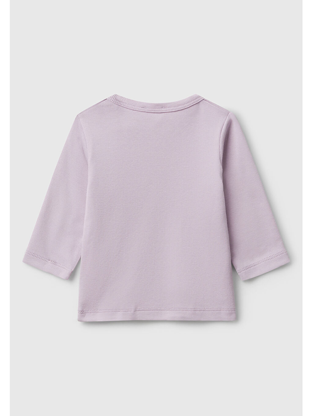 Bebek Lila Logo Baskılı Omzu Çıtçıtlı Bisiklet Yaka Uzun Kollu T-shirt-1