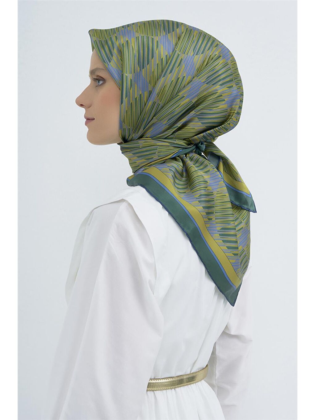 Yeşil Saf İpek Twill Eşarp 9533D 51-3