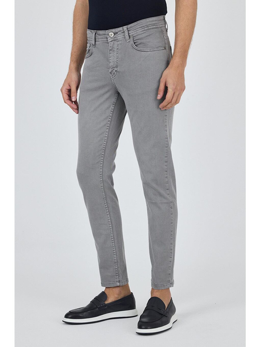 Gri Pamuklu 5 Cep Casual Slim Fit 5 Cep Pantolon 1003250318-2