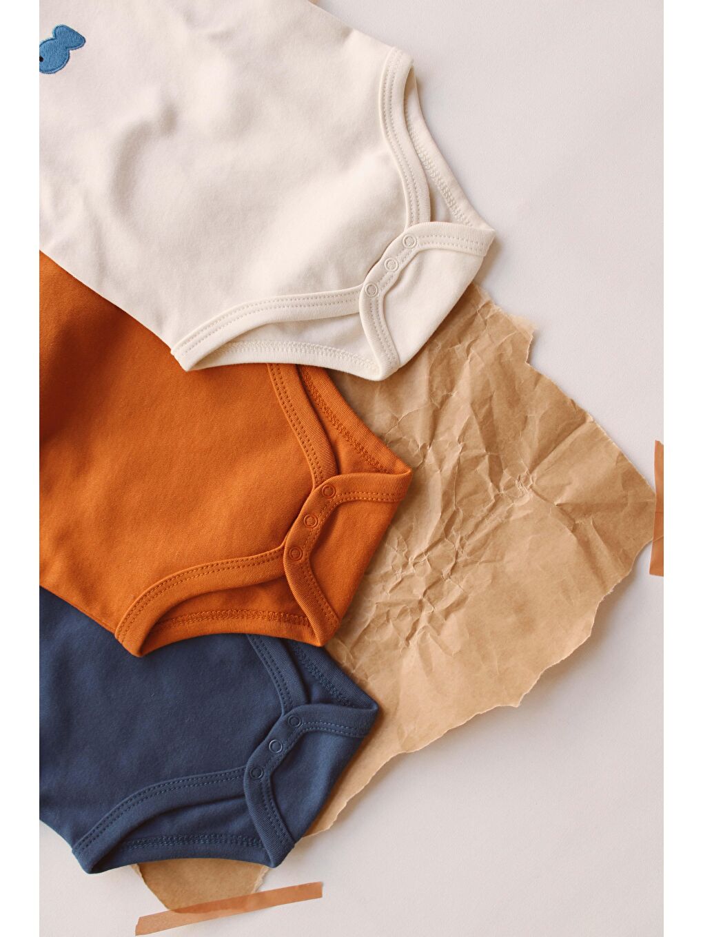 Kahverengi 3Lü Nakışlı Çıt Çıtlı Uzun Kollu Body Zıbın Set Model 4-8