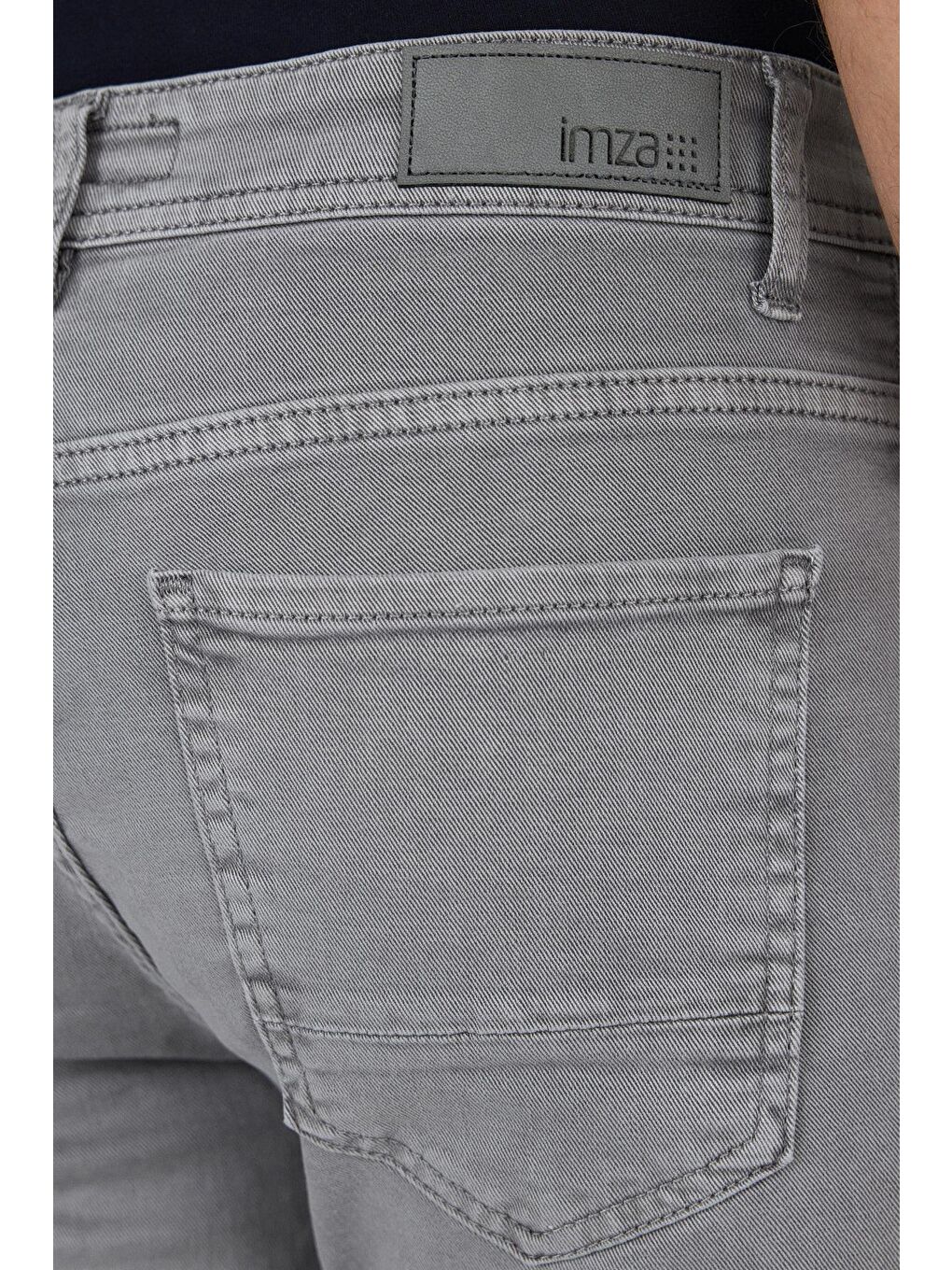 Gri Pamuklu 5 Cep Casual Slim Fit 5 Cep Pantolon 1003250318-4