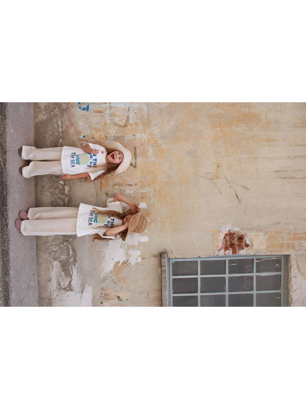 Bej Güneş Baskılı T-Shirt Müslin Pantolon Takım-2