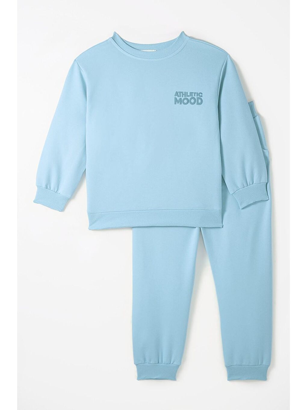 Mavi Çocuk Slogan Baskılı Sweatshirt ve Eşofman Altı 2li Takım