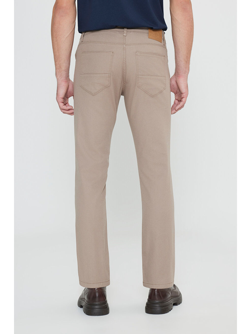 Erkek Koyu Bej Comfort Fit Rahat Kesim Pamuklu Armürlü 5 Cep Greensboro Pantolon-4