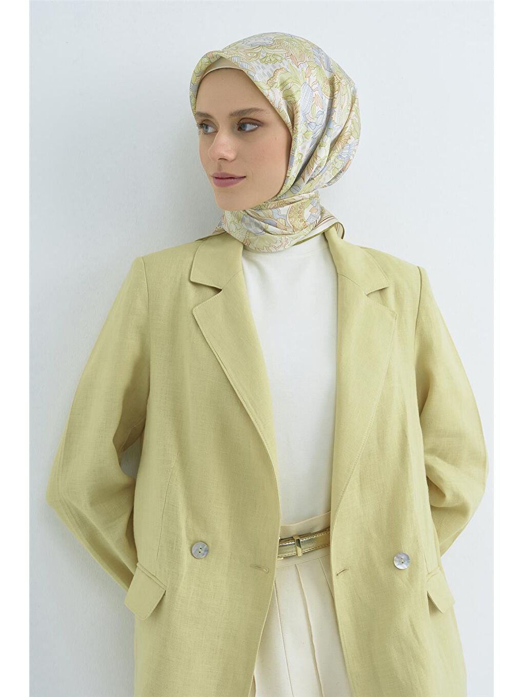 Yeşil Saf İpek Sura Eşarp 9508D 53-1