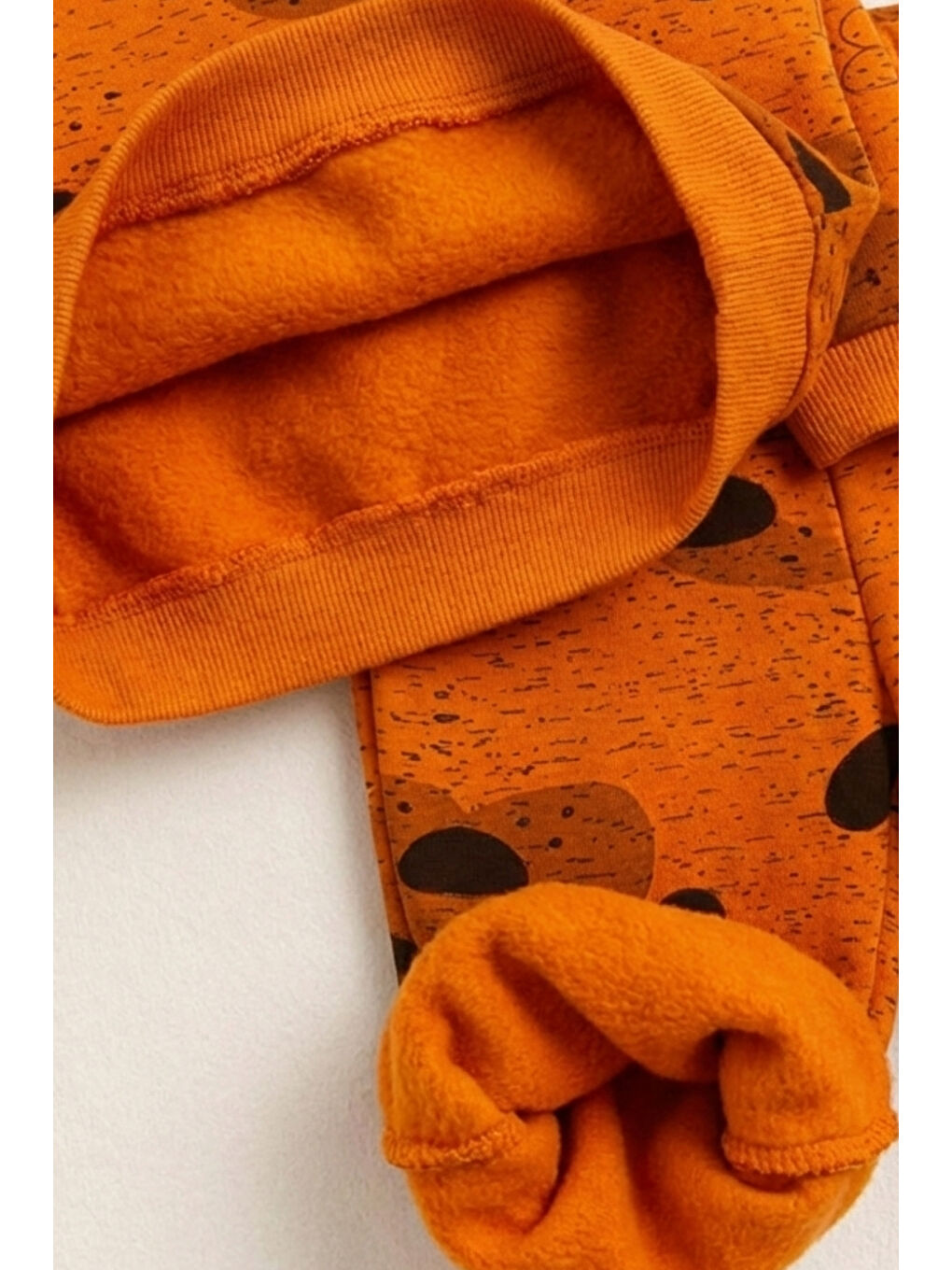 Turuncu Erkek Çocuk 3 İplik Şardonlu Rahat Kalıp Eşofman Takımı 2-8 Yaş 12377-3