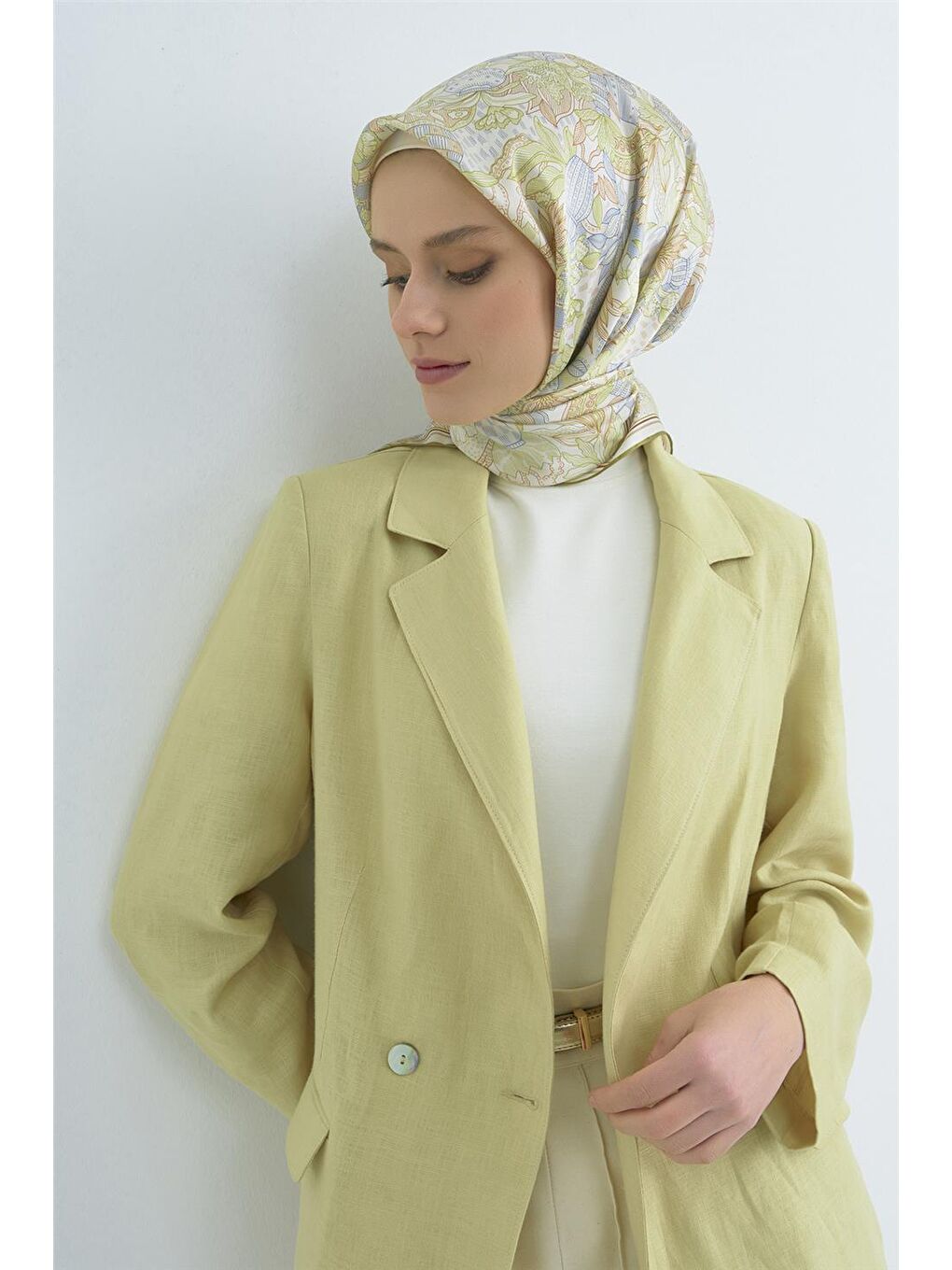 Yeşil Saf İpek Sura Eşarp 9508D 53-3