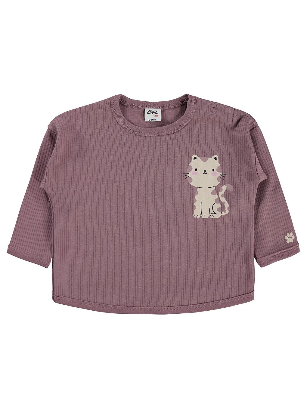 Kahverengi Baby Oturan Kedi Baskılı 6-18 Ay Sweatshirt - Kahve 12-18 Ay