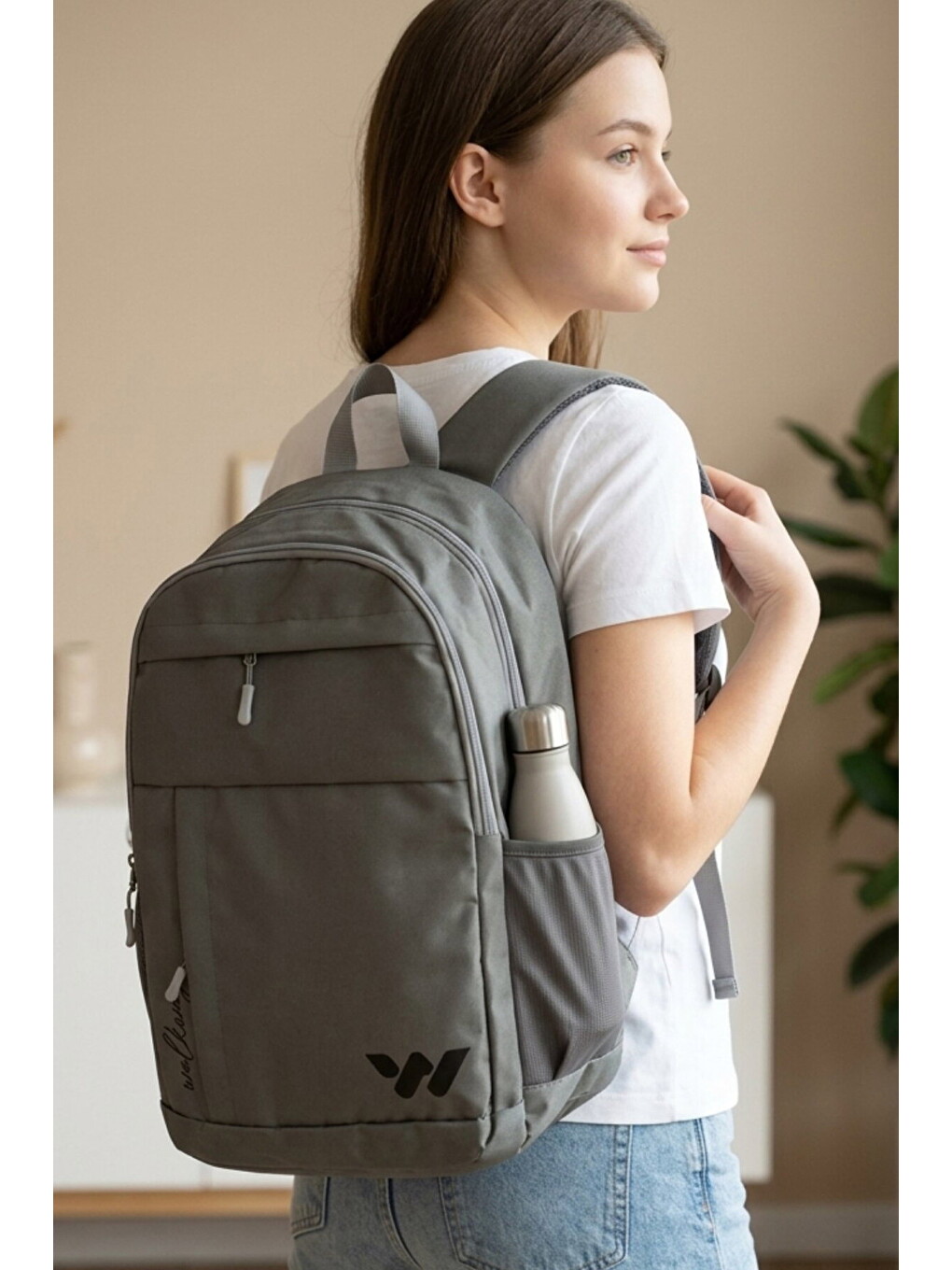 Gri-siyah Çok Bölmeli Okul Seyahat Laptop Sırt Çantası Combat-2