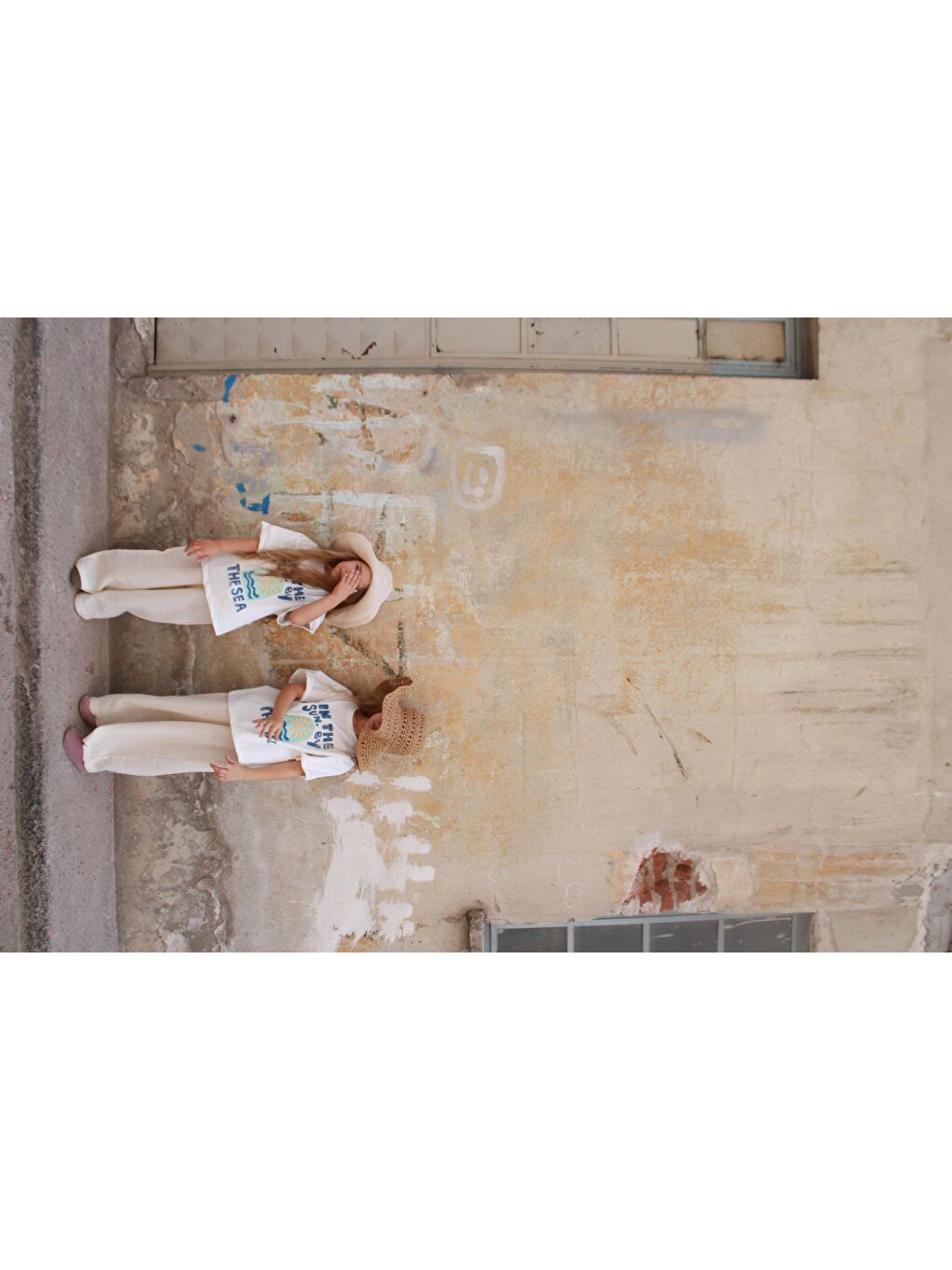 Bej Güneş Baskılı T-Shirt Müslin Pantolon Takım-4