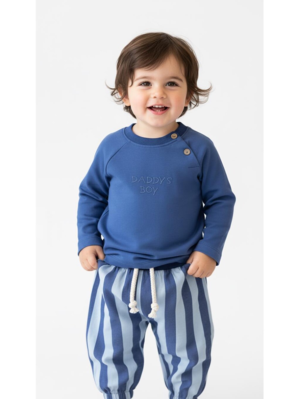 Mavi Çizgili Mummy&dadys Boy 2 Li Takım