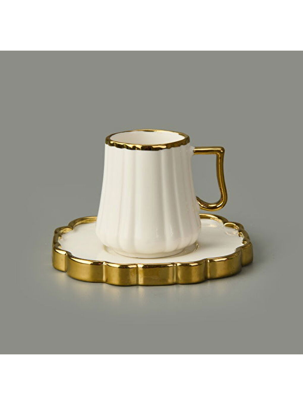 İsla 6'lı Kahve Fincanı - Beyaz / Sarı
