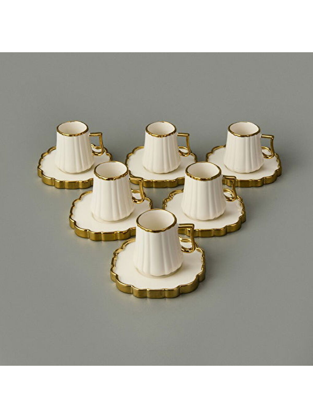 İsla 6'lı Kahve Fincanı - Beyaz / Sarı-3