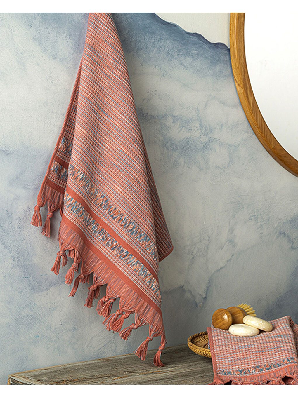 Aria Pamuklu Saçaklı Yüz Havlusu 50x70 cm Pembe