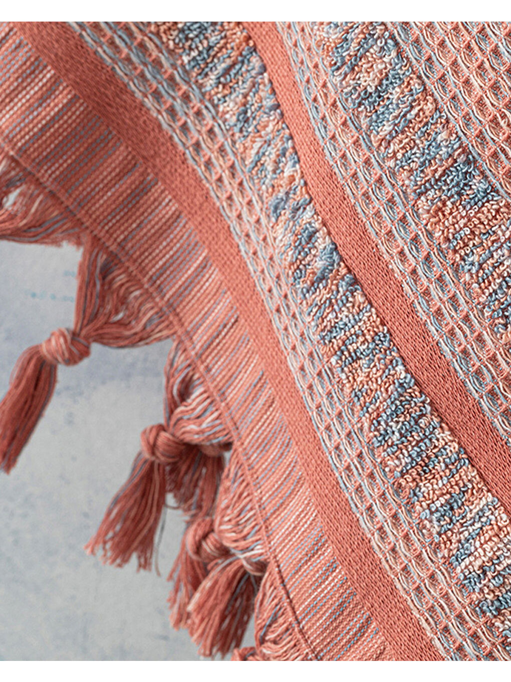 Aria Pamuklu Saçaklı Yüz Havlusu 50x70 cm Pembe-1