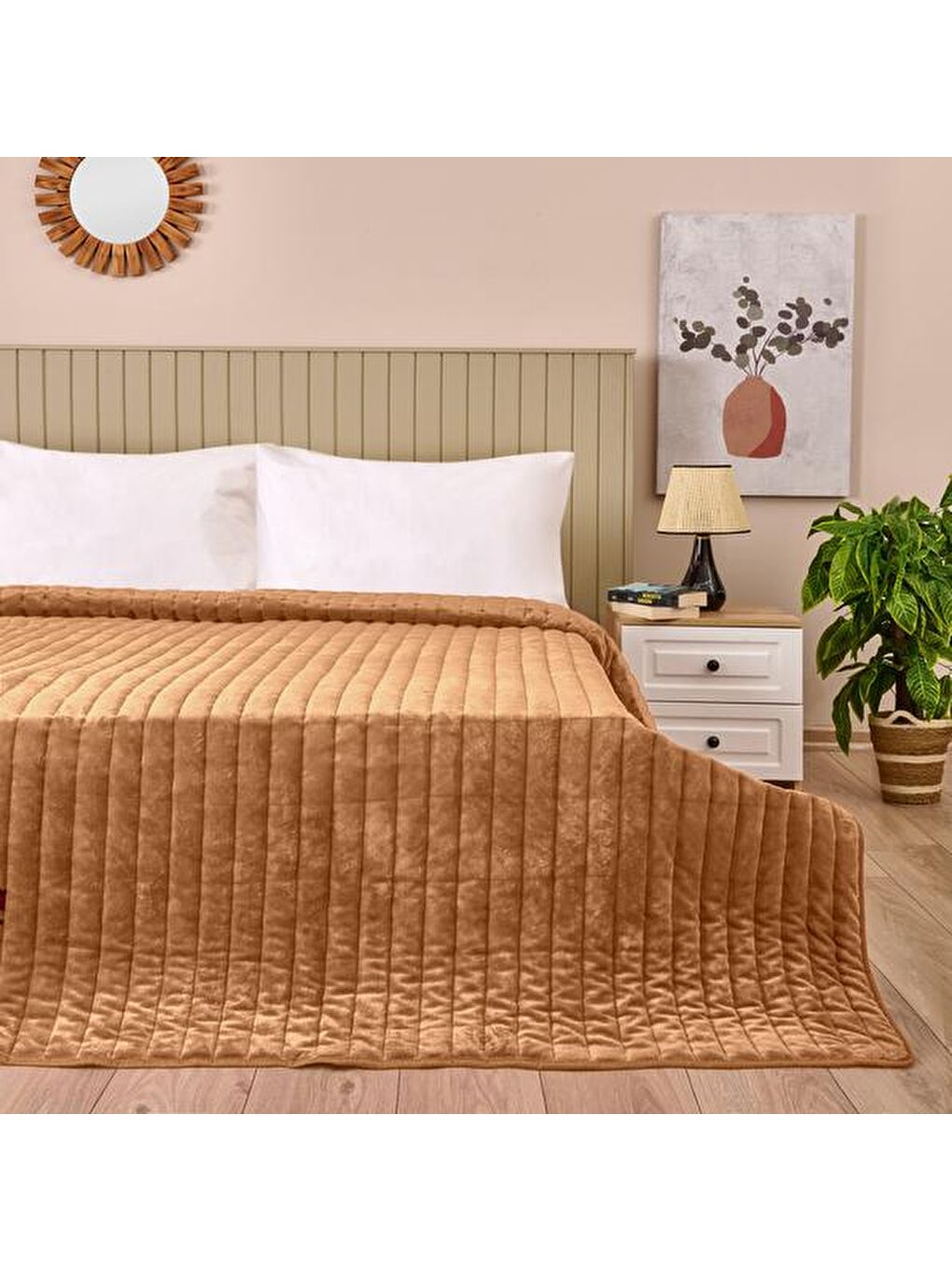 Soft Magro Çift Kişilik Yatak Örtüsü - Bej - 200x230 cm