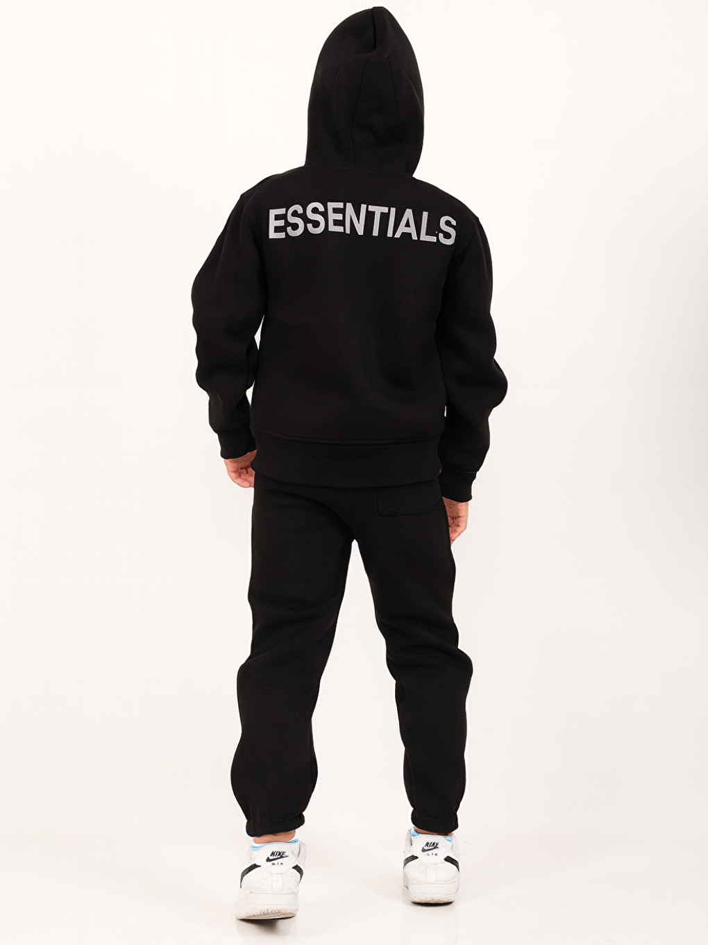 Siyah %100 Pamuk Şardonlu Eşofman Takım-1