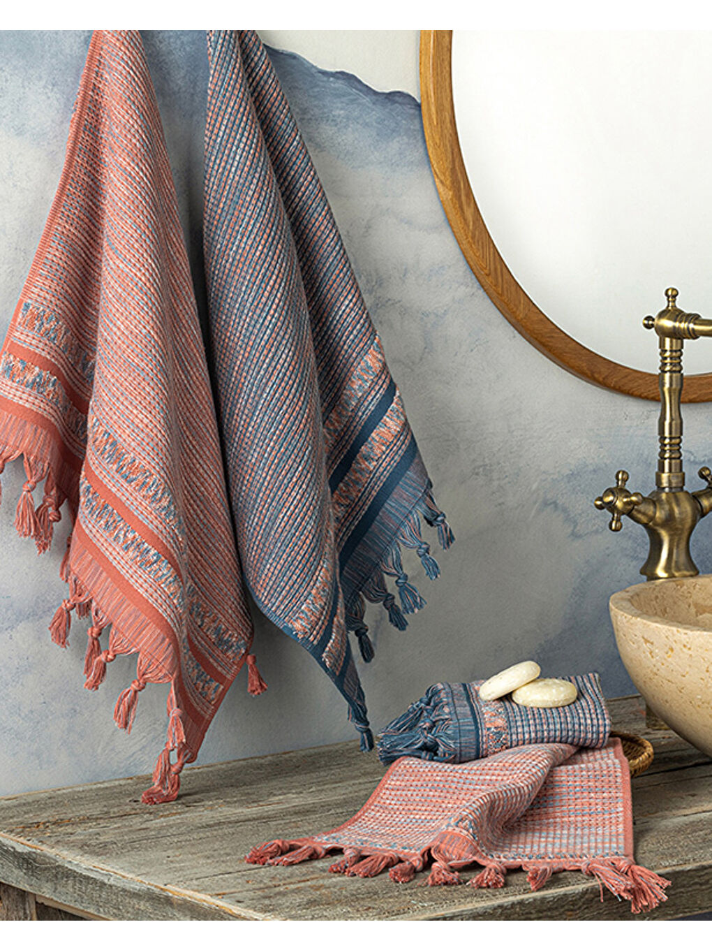 Aria Pamuklu Saçaklı Yüz Havlusu 50x70 cm Pembe-2