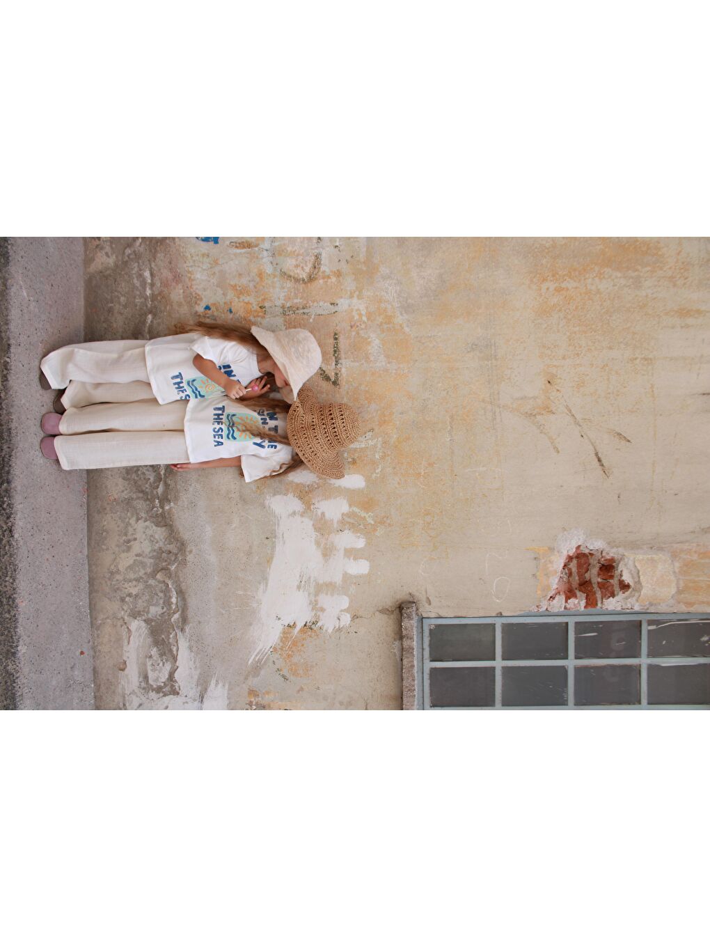 Bej Güneş Baskılı T-Shirt Müslin Pantolon Takım-7