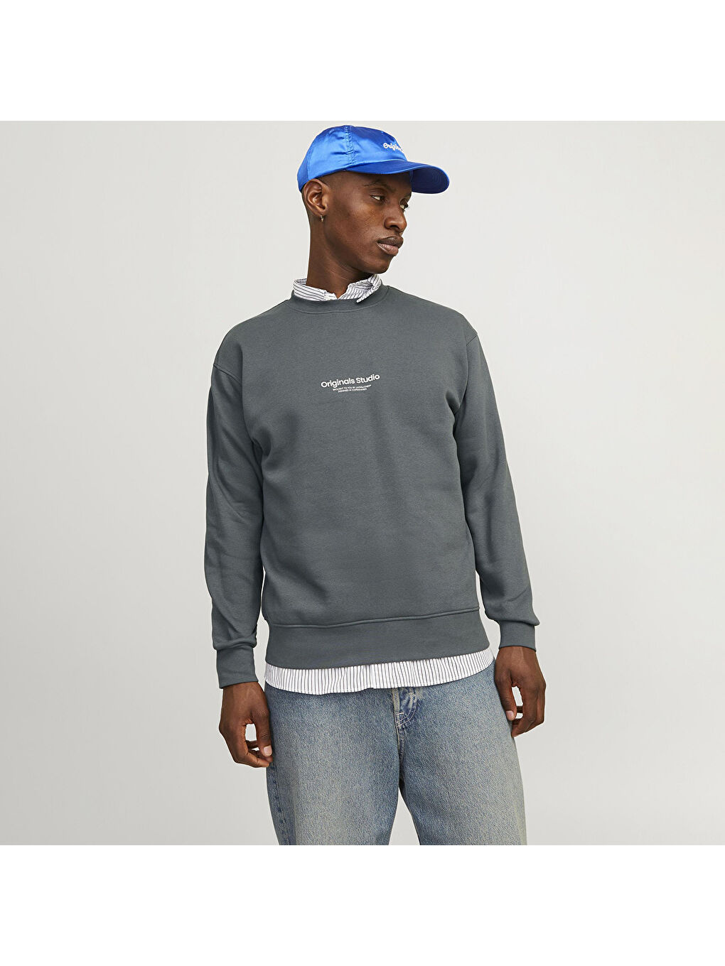 Vesterbro Erkek Gri Bisiklet Yaka Sweatshirt