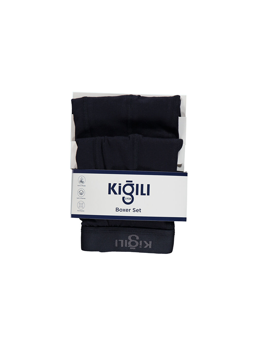 Lacivert 2'li Düz Modal Karışımlı Pamuklu Boxer Seti-3