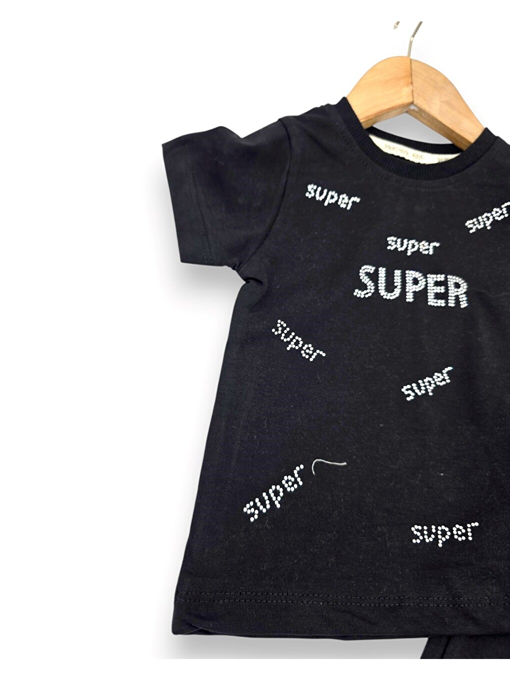 Siyah Kız Çocuk Yazlık Süper Baskılı Şortlu, T-shirtlü 2-3-4-5 Yaş Bebek Takımı-3