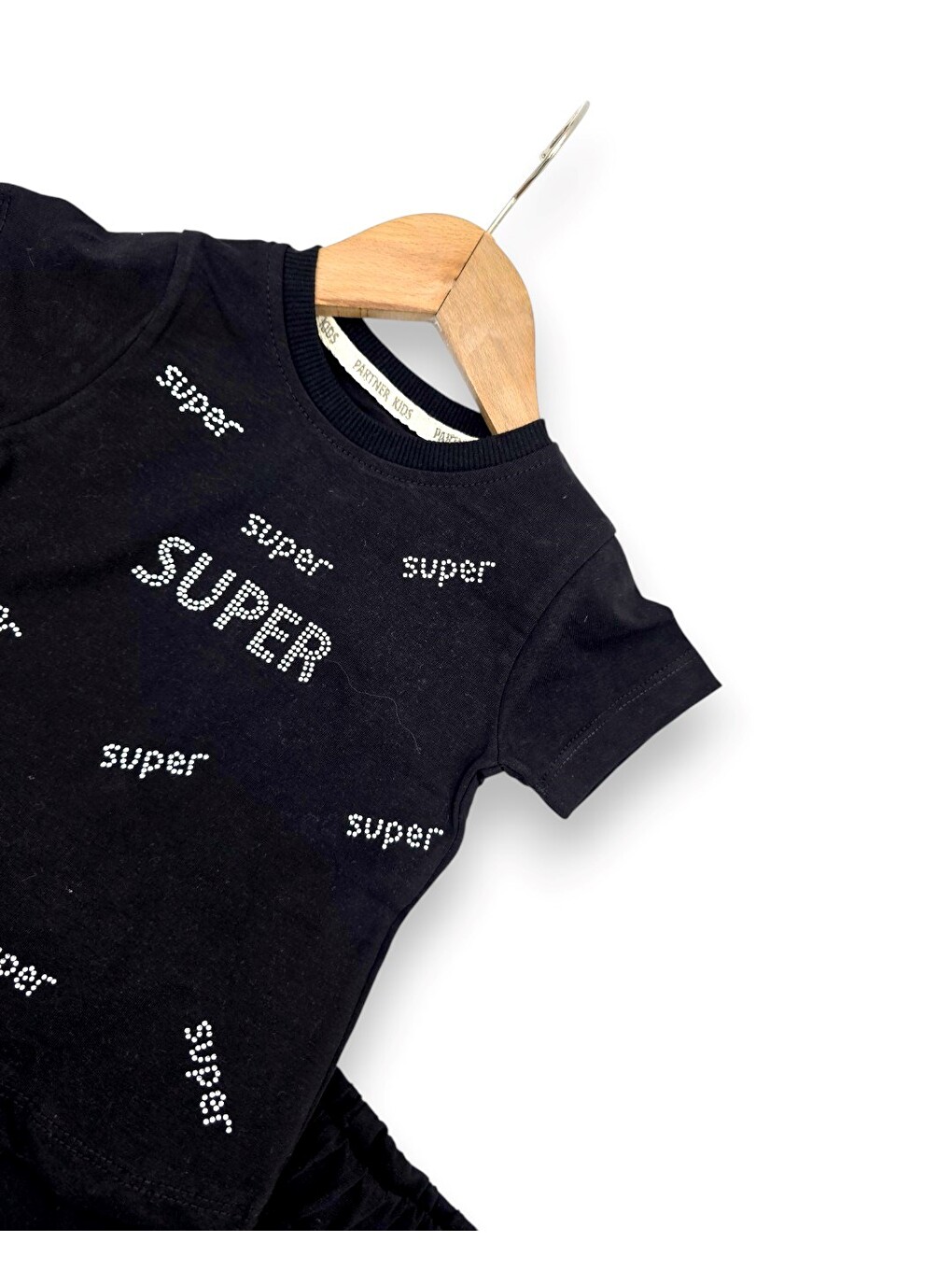 Siyah Kız Çocuk Yazlık Süper Baskılı Şortlu, T-shirtlü 2-3-4-5 Yaş Bebek Takımı-4