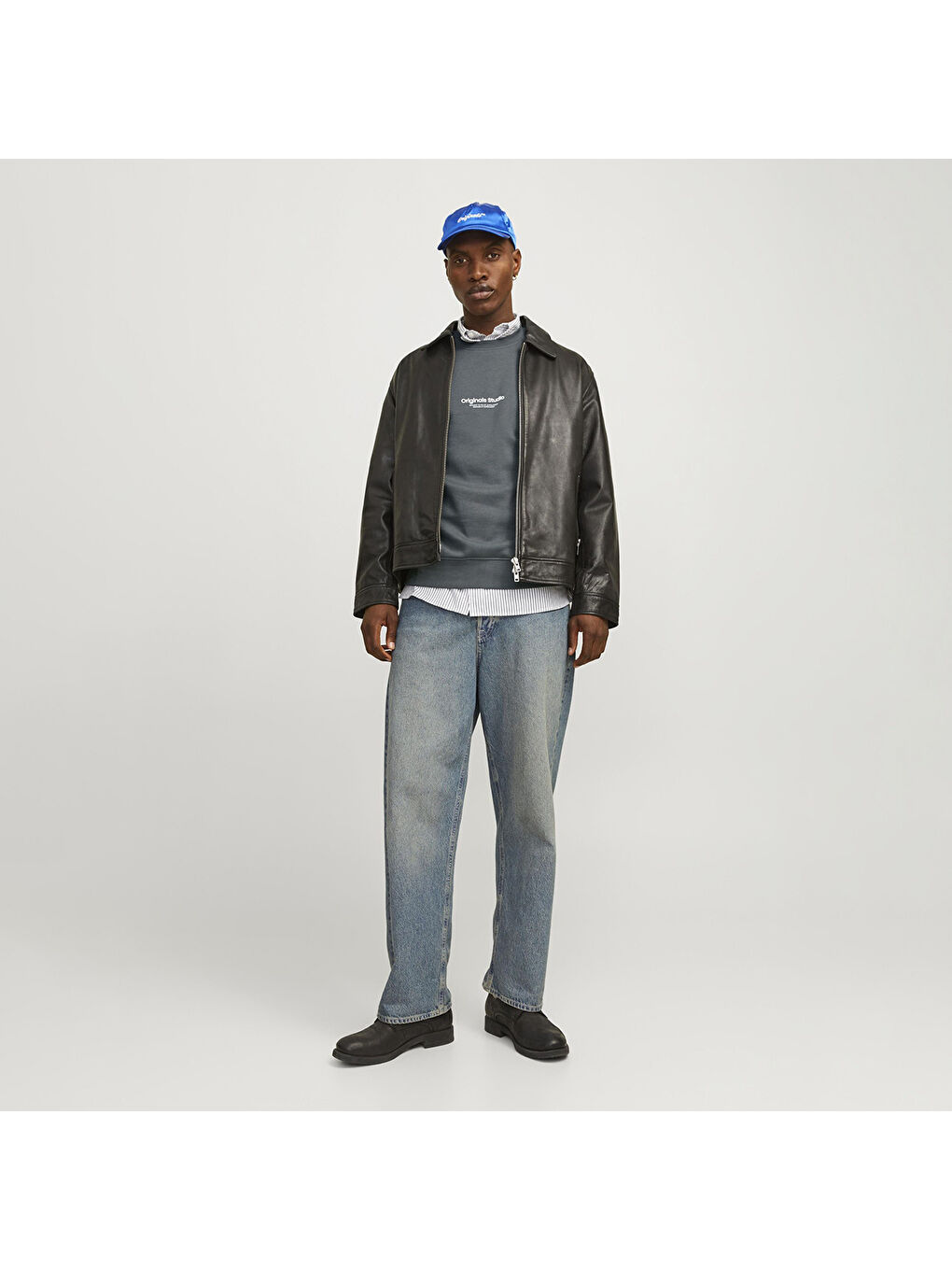 Vesterbro Erkek Gri Bisiklet Yaka Sweatshirt-1