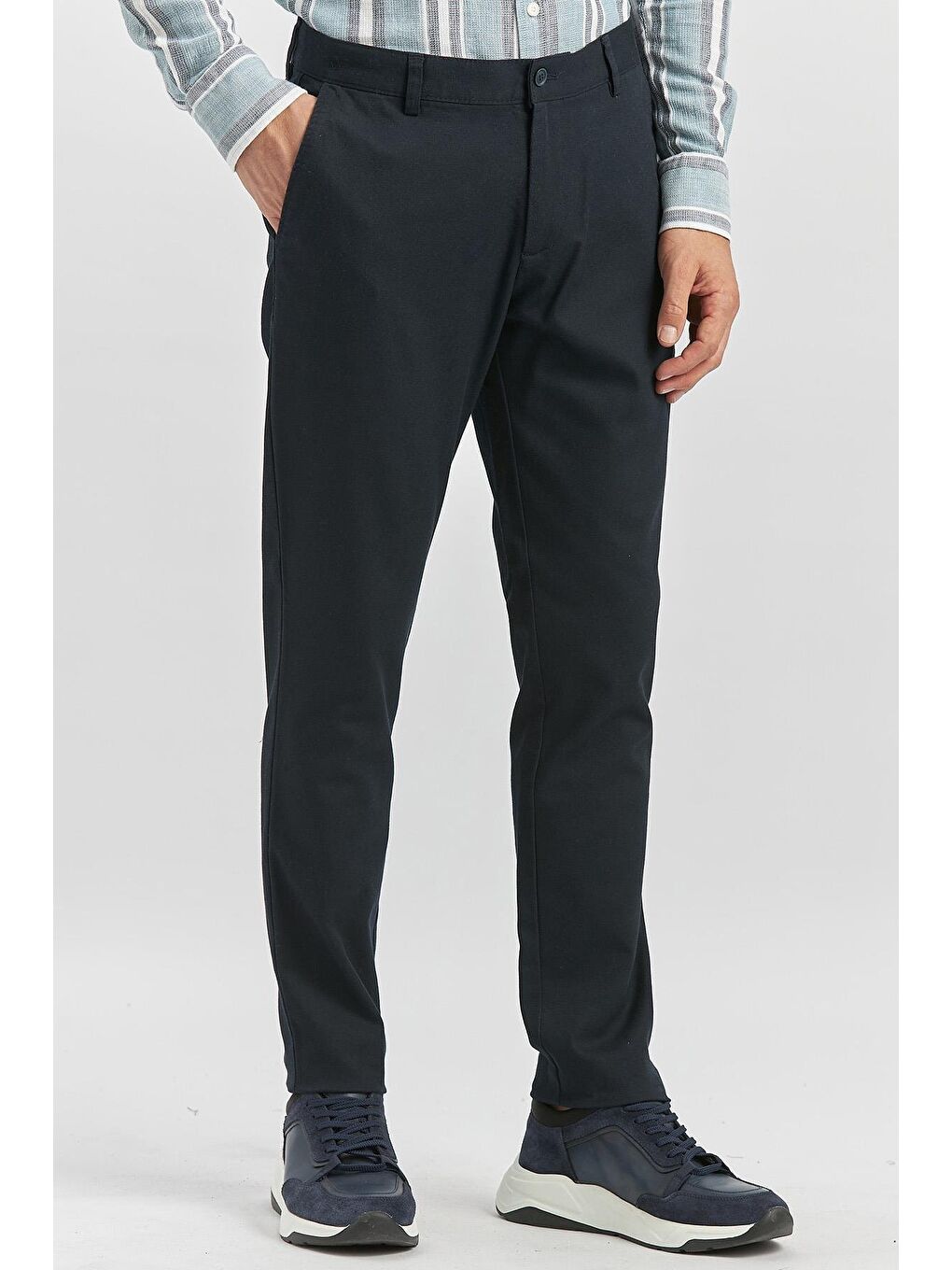 Koyu Lacivert Pamuklu Yandan Cepli Casual Slim Fit Chino Pantolon 1003240168