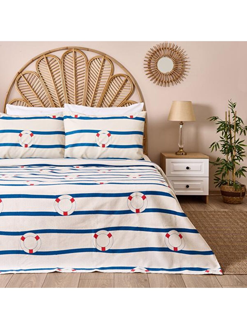 Karışık Soft İskele Çift Kişilik Pike Takımı - Renkli