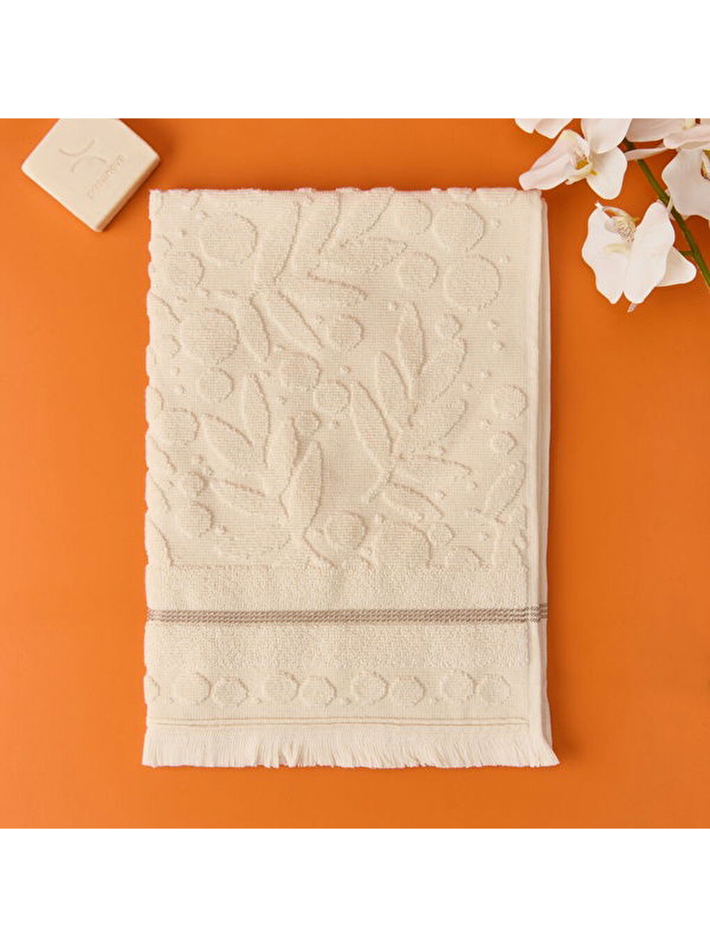 Evidea Ekru Soft Zeleno Ayak Havlusu - Krem - 50x70 cm