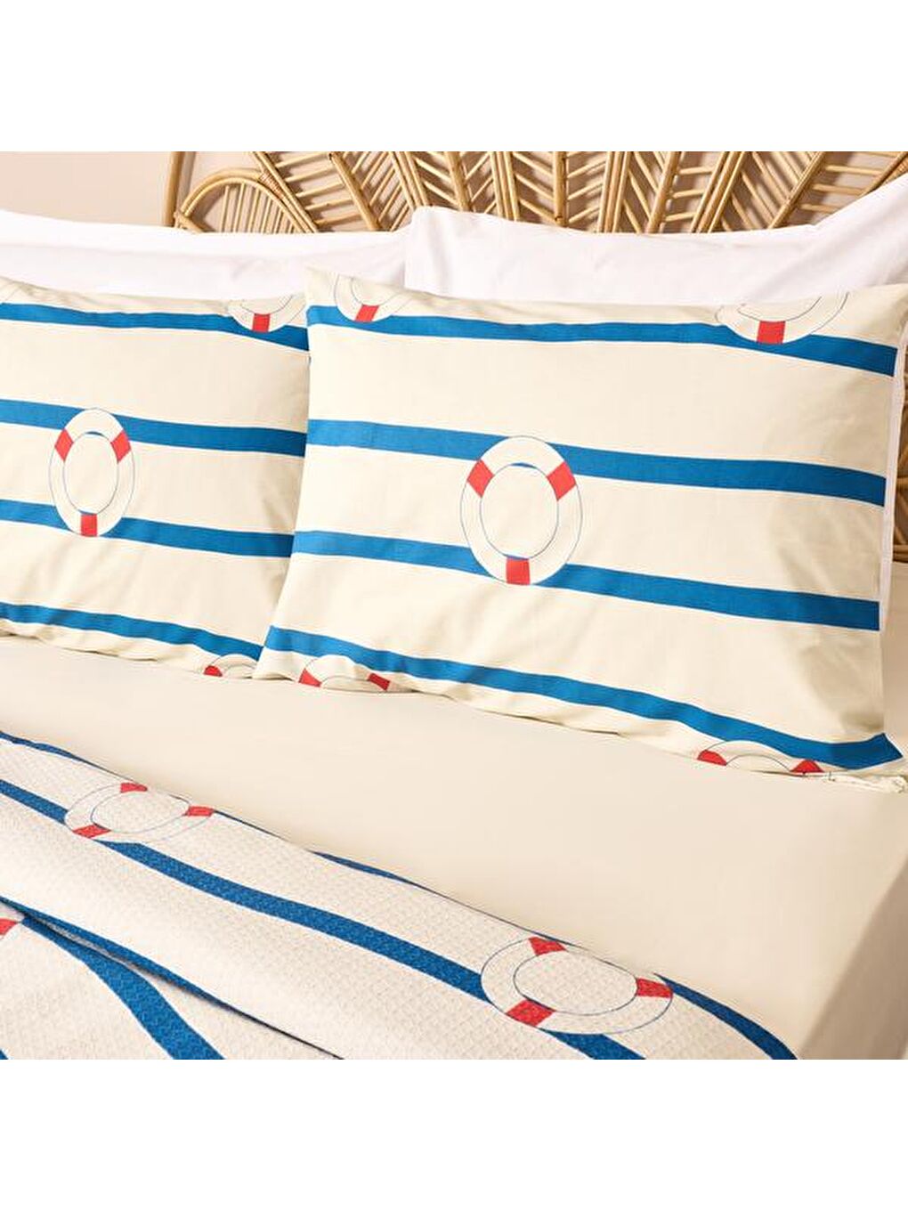 Karışık Soft İskele Çift Kişilik Pike Takımı - Renkli-3