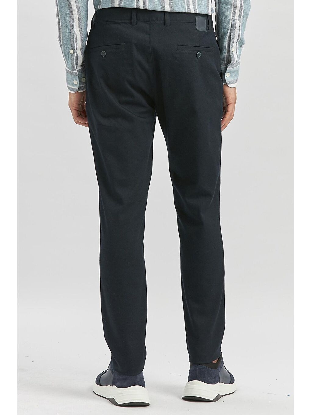 Koyu Lacivert Pamuklu Yandan Cepli Casual Slim Fit Chino Pantolon 1003240168-5
