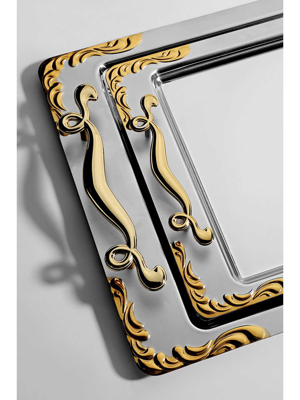 Sarı Lalezar 2'li Altın Saten Çelik Tepsi Seti-2