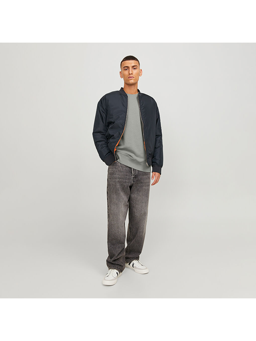 Star Basic Erkek Gri Bisiklet Yaka Sweatshirt-1