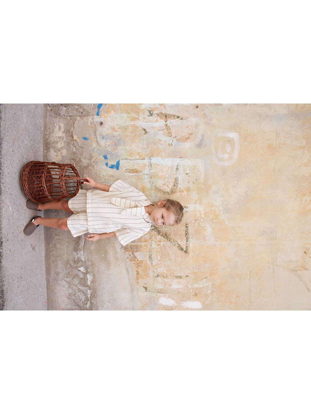 Haki Çizgili Yaka Bağlamalı Alt Üst Takım