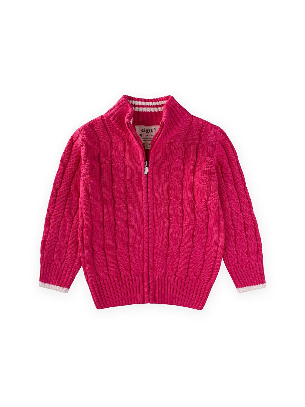 Saç Örgü Triko Hırka 2-11 Yaş Fuşya