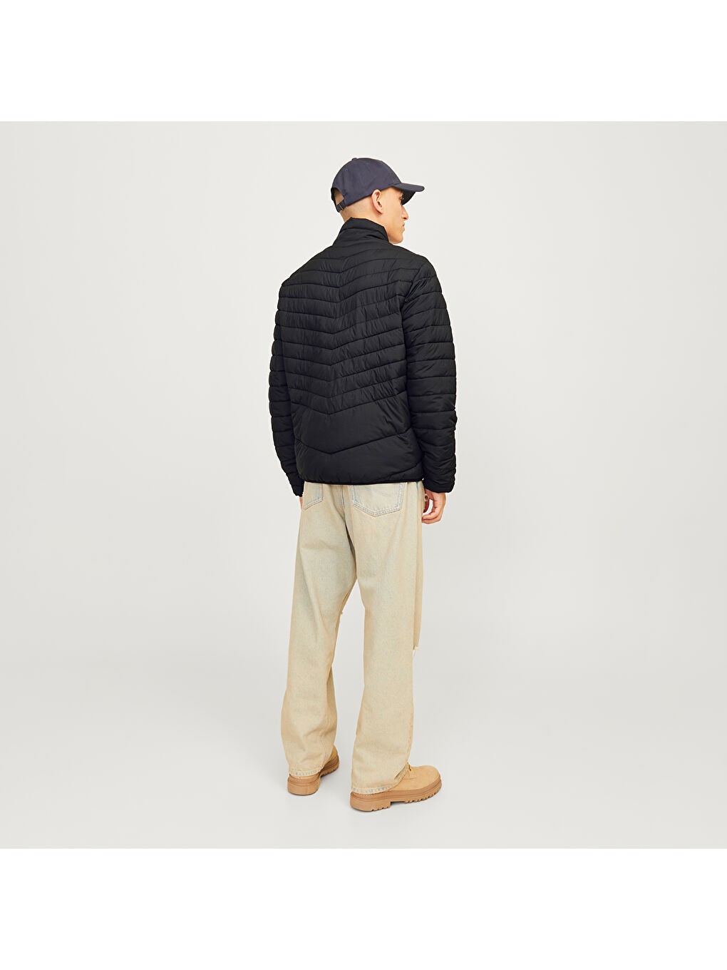 State Packable Puffer Colar Erkek Siyah Dik Yaka Mont-2