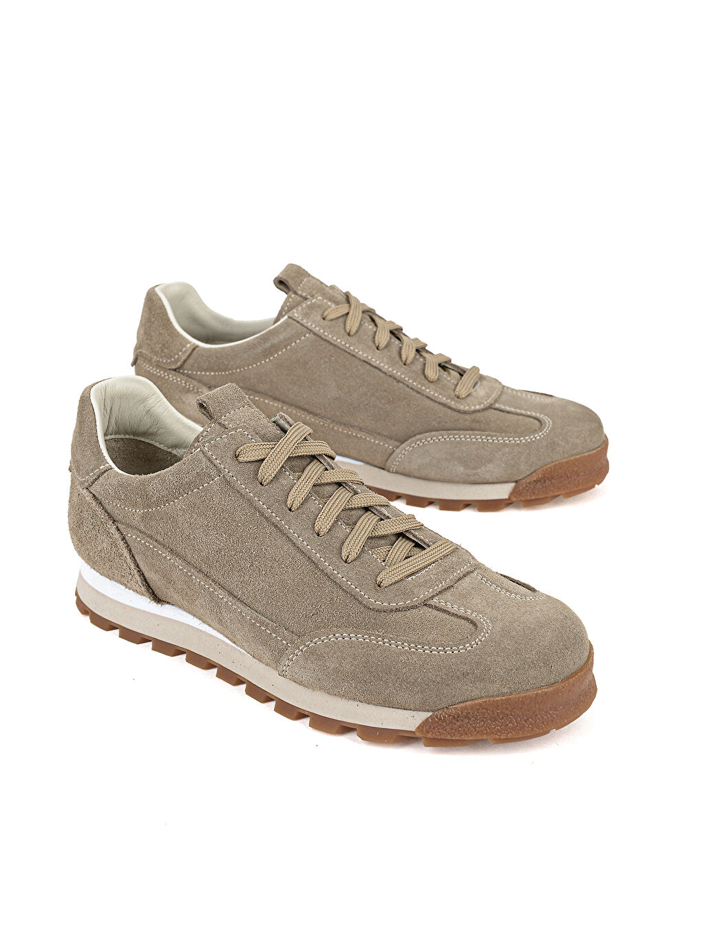 Bej Erkek Hakiki Deri Sneaker 1611026Z1030 Kum-1