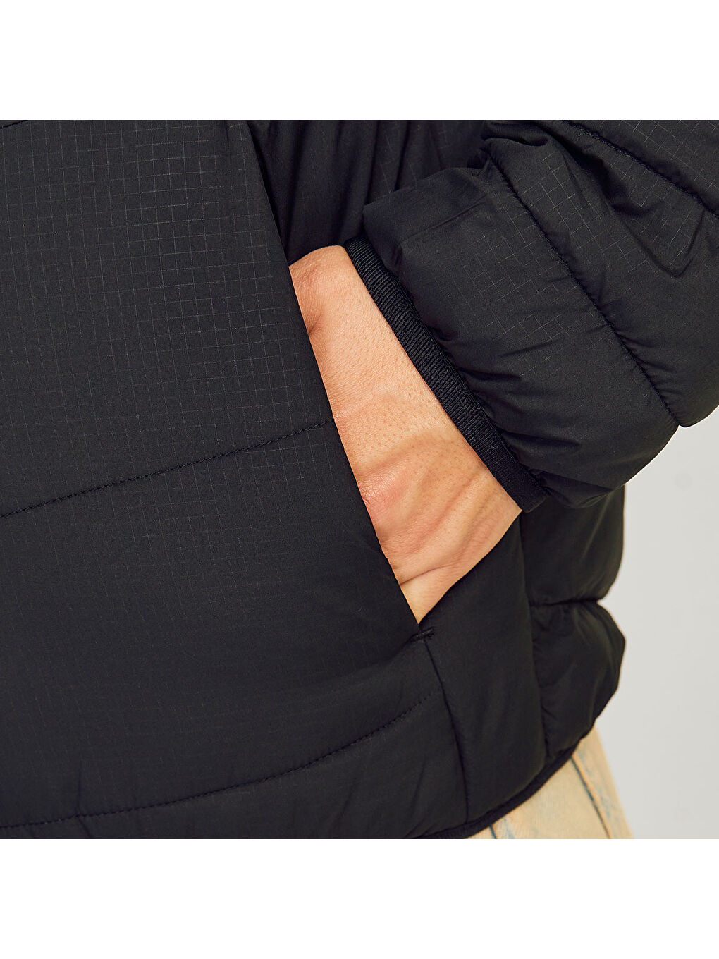 State Packable Puffer Colar Erkek Siyah Dik Yaka Mont-3