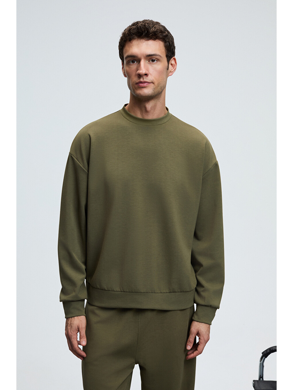 Vıento Erkek Bisiklet Yaka Uzun Kollu Regular Fit Haki Sweatshirt-1