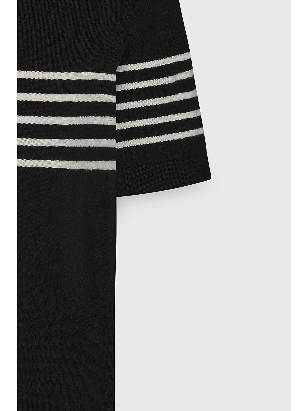 Erkek Siyah-Beyaz Standart Fit Normal Kesim %100 Pamuk Çizgili Bisiklet Yaka Triko Tişört-7