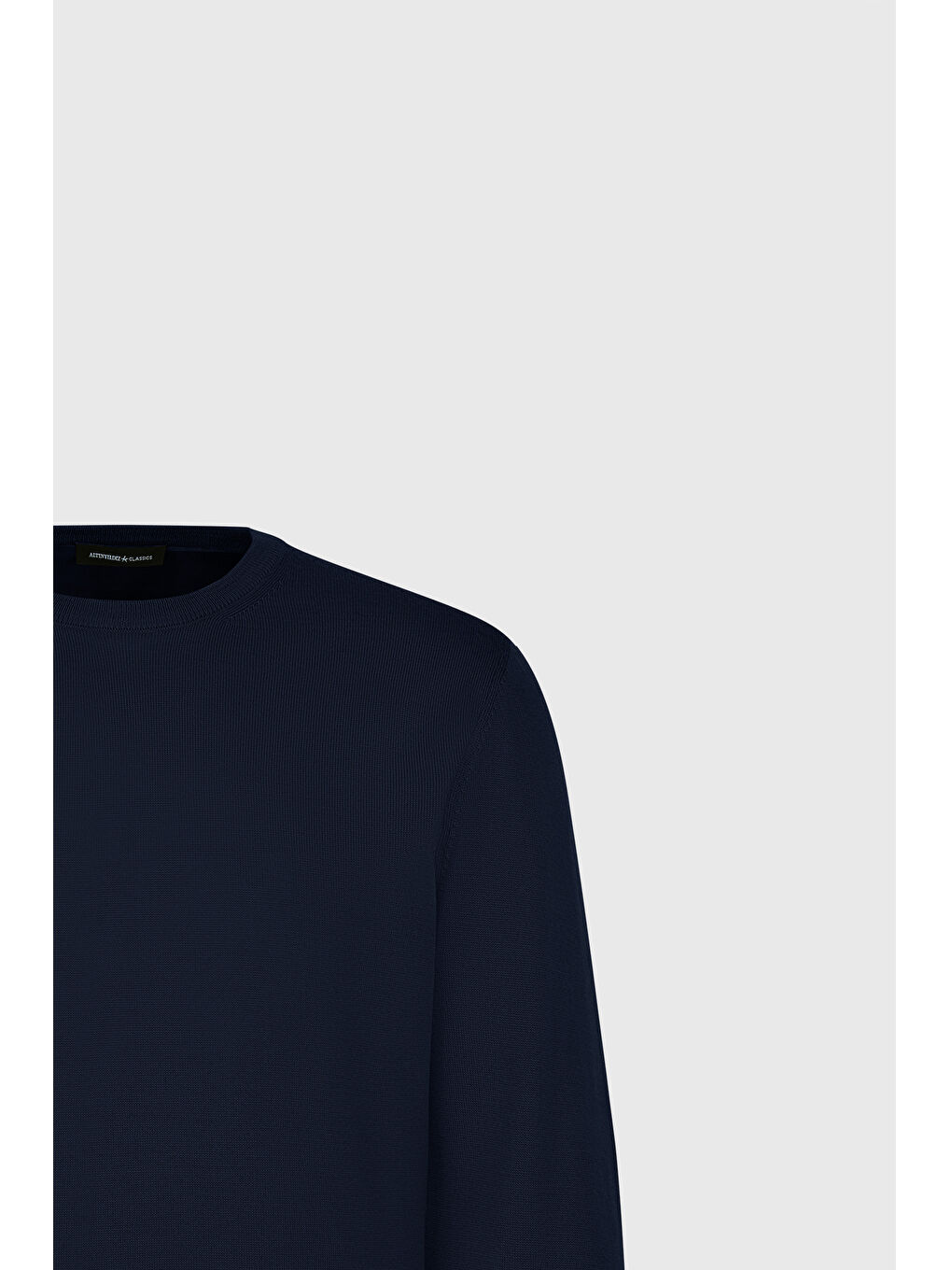 Erkek Lacivert Standart Fit Normal Kesim Bisiklet Yaka Triko Kazak-6