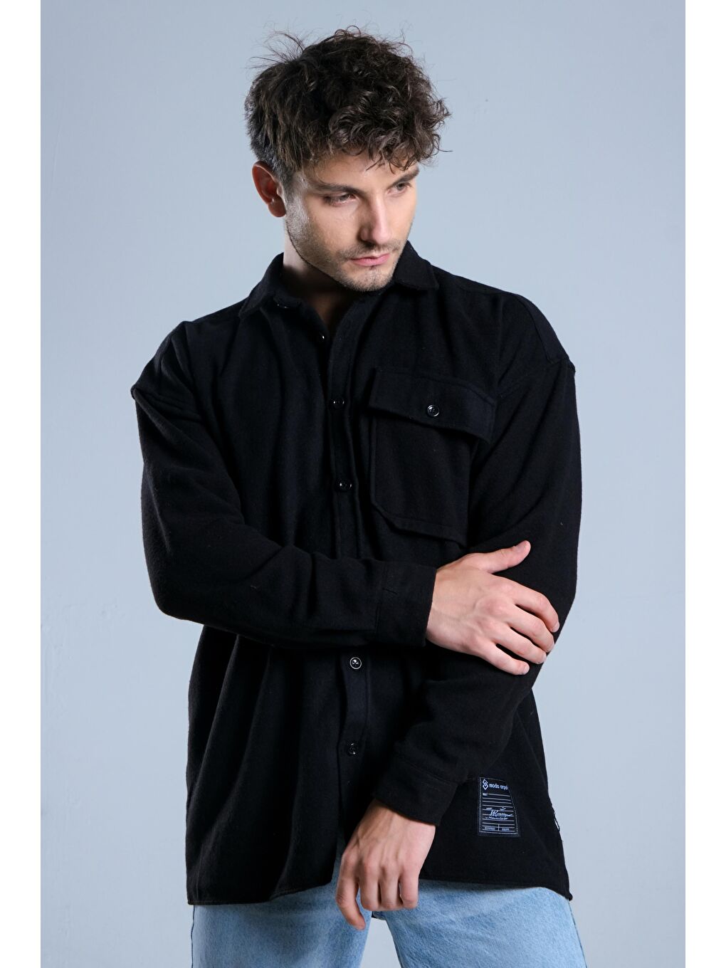 Siyah Tek Cepli Kaşe Oduncu Gömlek MAR 4155-3