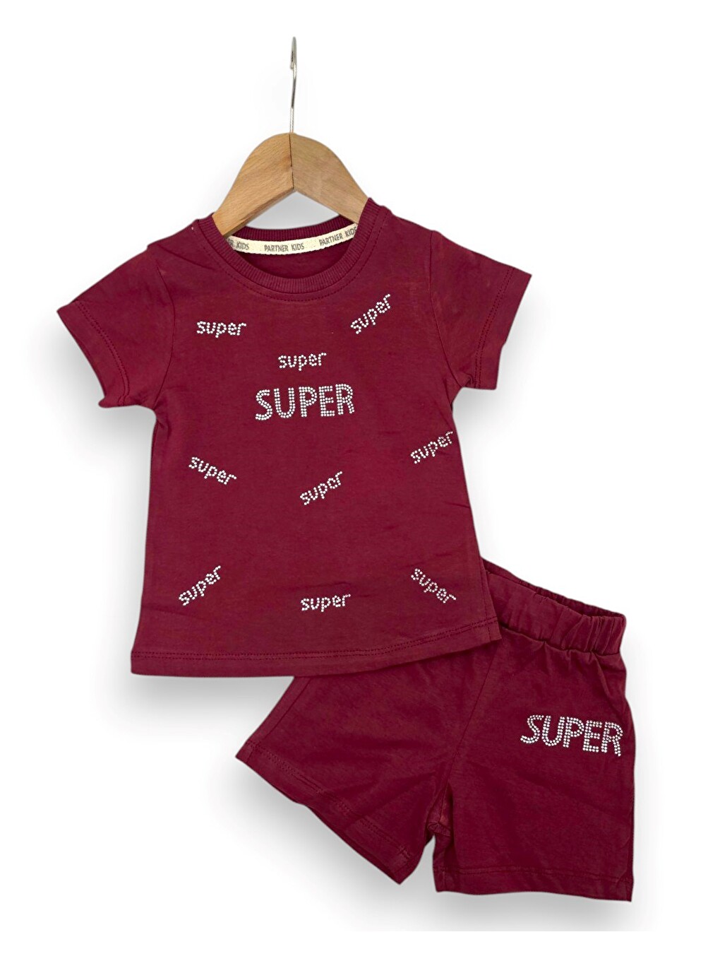 Mürdüm Kız Çocuk Yazlık Süper Baskılı Şortlu, T-shirtlü 2-3-4-5 Yaş Bebek Takımı-2