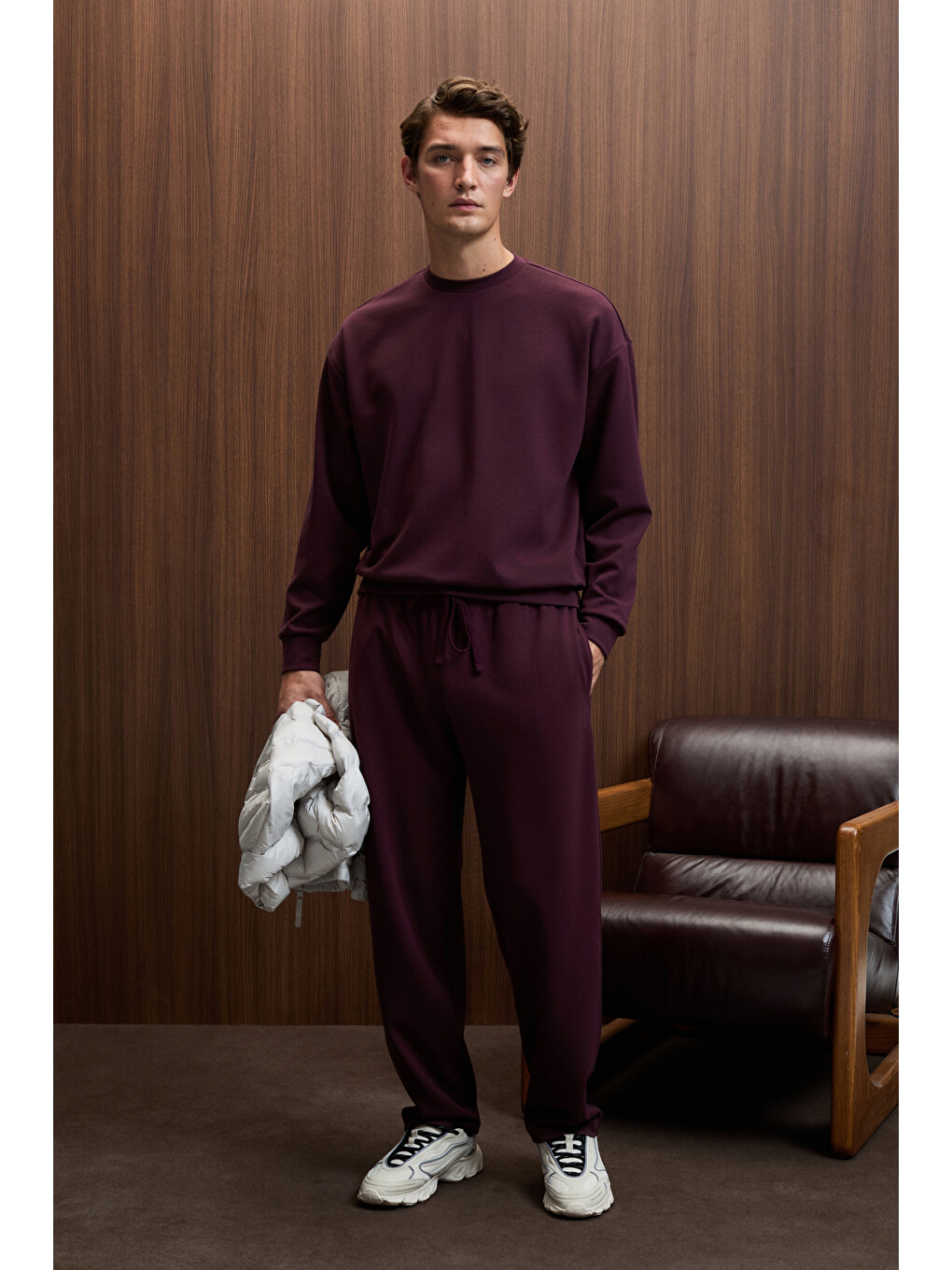 Vıento Erkek Bisiklet Yaka Uzun Kollu Regular Fit Bordo Sweatshirt