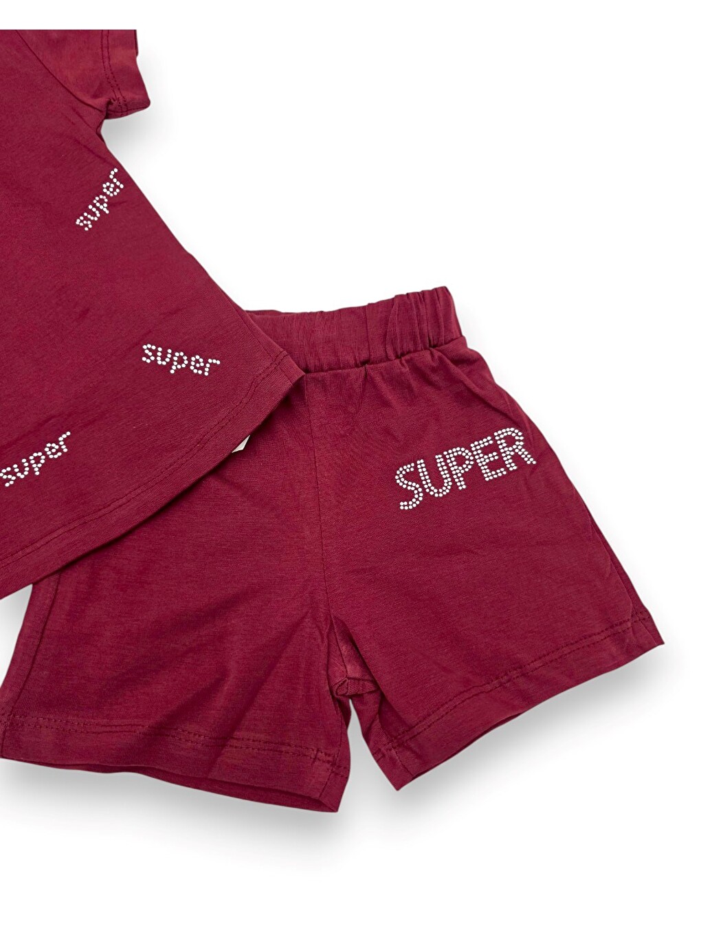 Mürdüm Kız Çocuk Yazlık Süper Baskılı Şortlu, T-shirtlü 2-3-4-5 Yaş Bebek Takımı-5