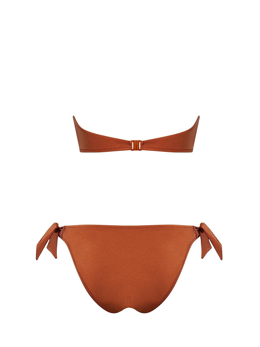 Kahverengi Aksesuarlı Straplez Bikini Takım-1