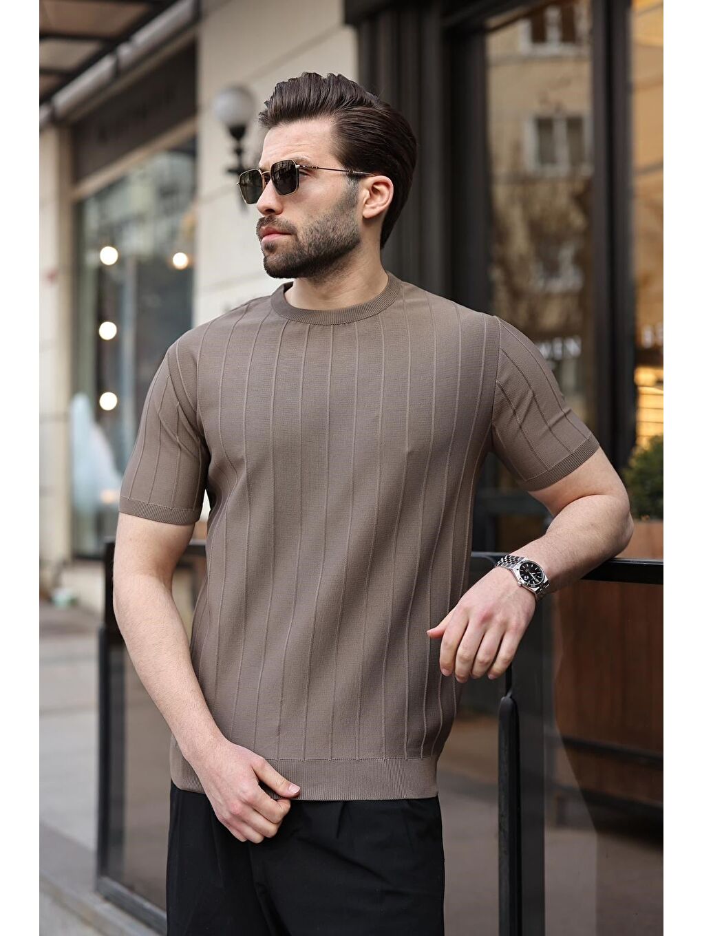 Erkek Açık Kahverengi Tişört 5684-1